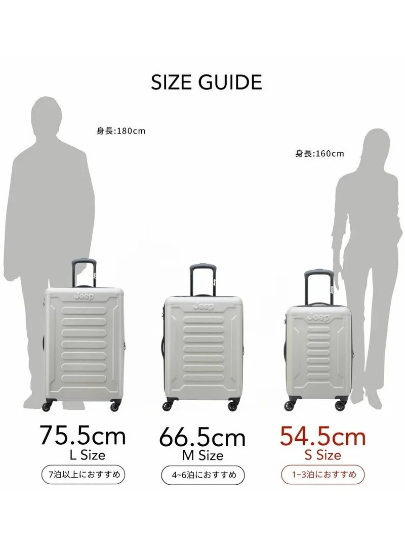 Jeep  JH004C 55 Cm Hardcase 4-Double Wheeled Expandable Cabin Luggage Trolley - Grey Drizzle  | Best Price UAE
